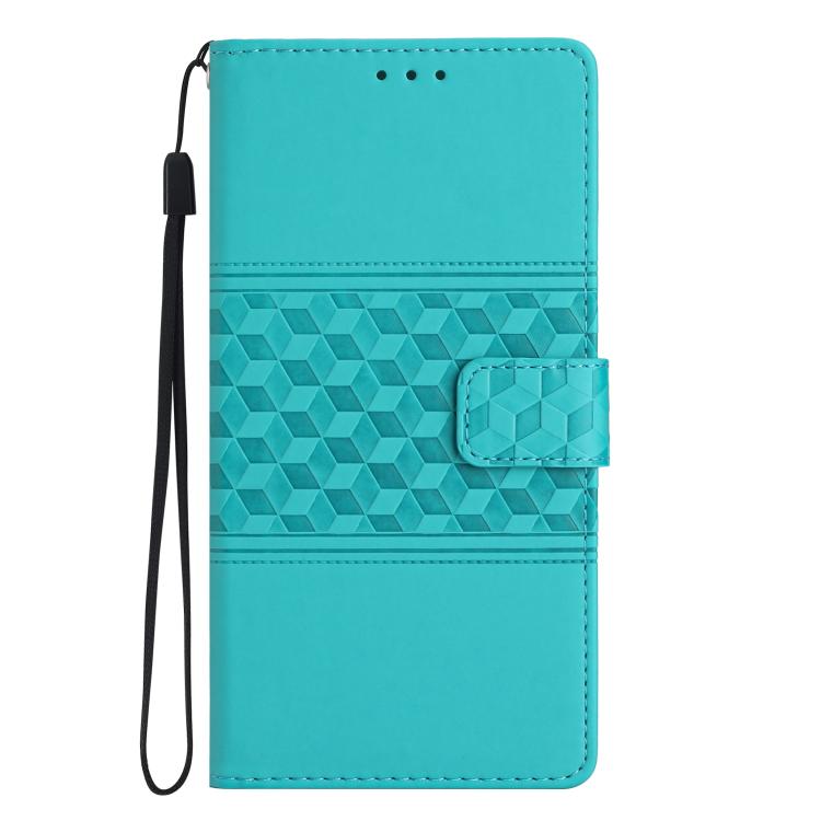 For iPhone 16e Diamond Embossed Skin Feel Leather Phone Case(Blue)