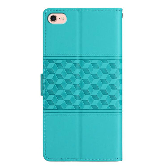 For iPhone 16e Diamond Embossed Skin Feel Leather Phone Case(Blue)