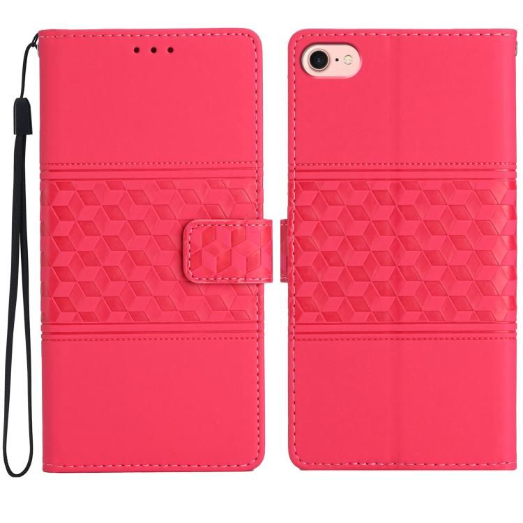 For iPhone 16e Diamond Embossed Skin Feel Leather Phone Case(Red)