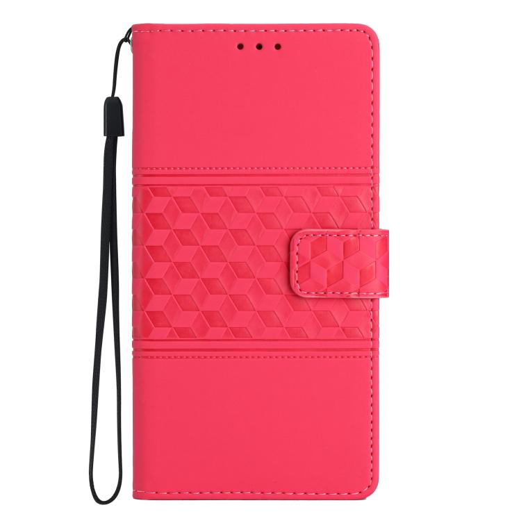 For iPhone 16e Diamond Embossed Skin Feel Leather Phone Case(Red)