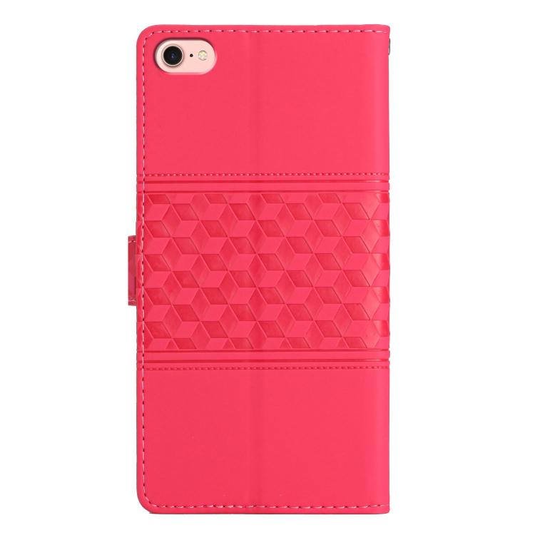 For iPhone 16e Diamond Embossed Skin Feel Leather Phone Case(Red)