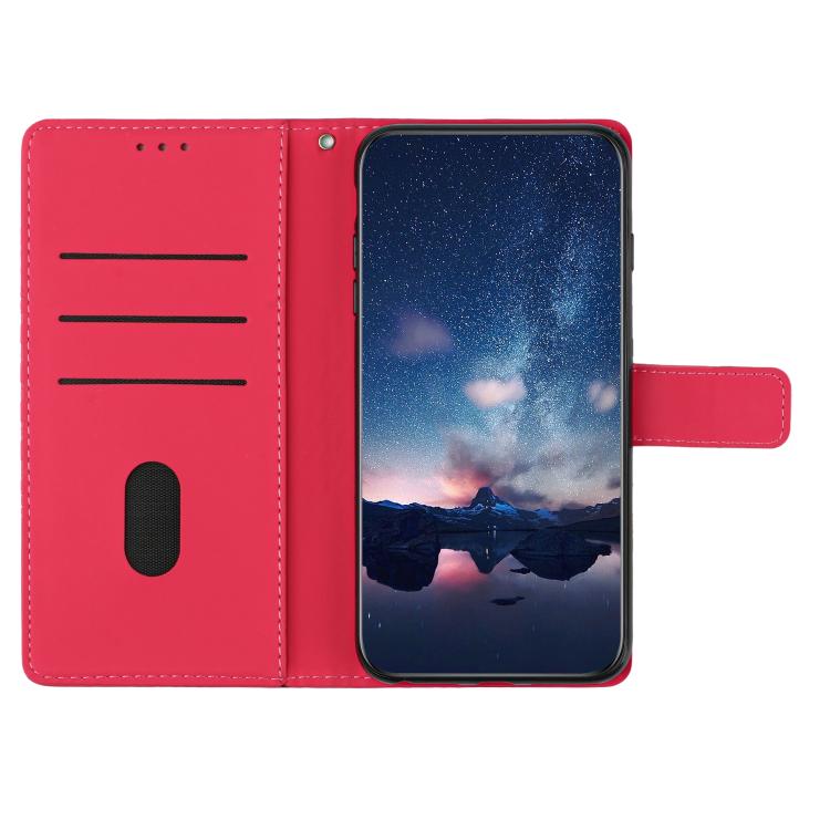 For iPhone 16e Diamond Embossed Skin Feel Leather Phone Case(Red)