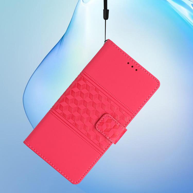 For iPhone 16e Diamond Embossed Skin Feel Leather Phone Case(Red)