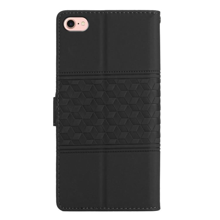 For iPhone 16e Diamond Embossed Skin Feel Leather Phone Case(Black)