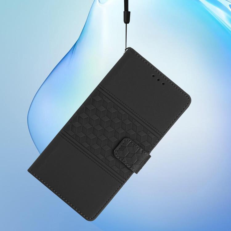 For iPhone 16e Diamond Embossed Skin Feel Leather Phone Case(Black)
