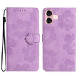For iPhone 16 Flower Embossing Pattern Leather Phone Case(Purple) - iPhone 16 Cases by PMC TechLife | Online Shopping South Africa | PMC TechLife | Buy Now Pay Later Mobicred