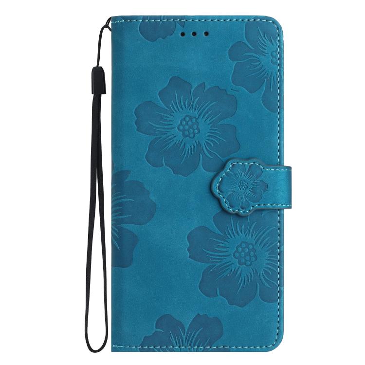 For iPhone 16e Flower Embossing Pattern Leather Phone Case(Blue)