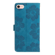 For iPhone 16e Flower Embossing Pattern Leather Phone Case(Blue)
