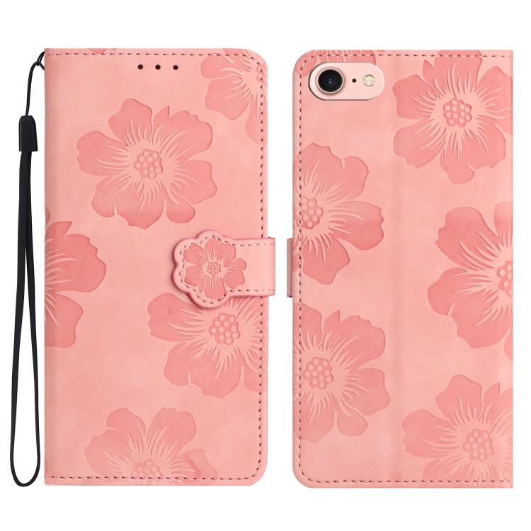 For iPhone 16e Flower Embossing Pattern Leather Phone Case(Pink)