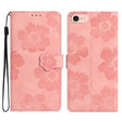 For iPhone 16e Flower Embossing Pattern Leather Phone Case(Pink) - iPhone 16e Cases by PMC TechLife | Online Shopping South Africa | PMC TechLife | Buy Now Pay Later Mobicred