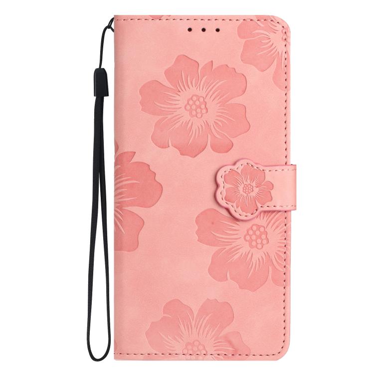 For iPhone 16e Flower Embossing Pattern Leather Phone Case(Pink)
