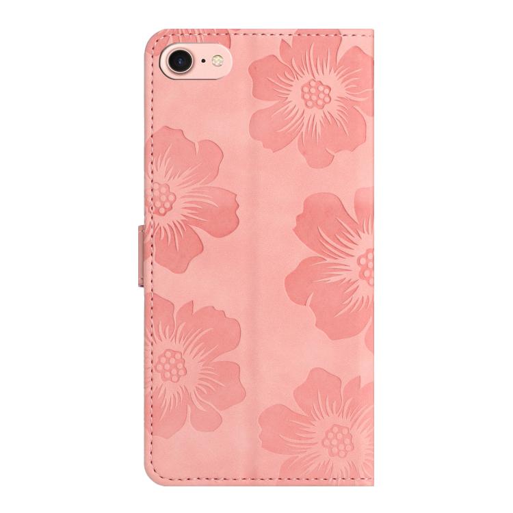 For iPhone 16e Flower Embossing Pattern Leather Phone Case(Pink)