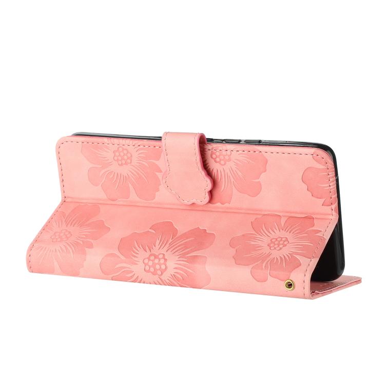 For iPhone 16e Flower Embossing Pattern Leather Phone Case(Pink)