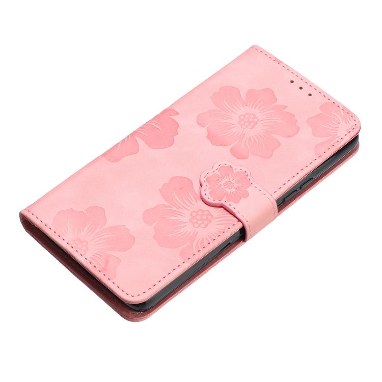For iPhone 16e Flower Embossing Pattern Leather Phone Case(Pink)