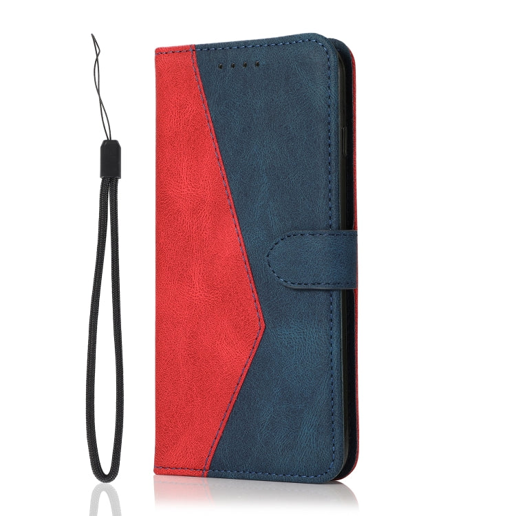 For iPhone 16 Plus Dual-color Stitching Leather Phone Case(Red Blue)