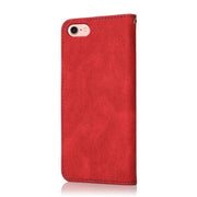 For iPhone 16e Dual-color Stitching Leather Phone Case(Red Blue)