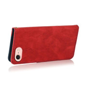 For iPhone 16e Dual-color Stitching Leather Phone Case(Red Blue)