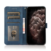 For iPhone 16e Dual-color Stitching Leather Phone Case(Red Blue)