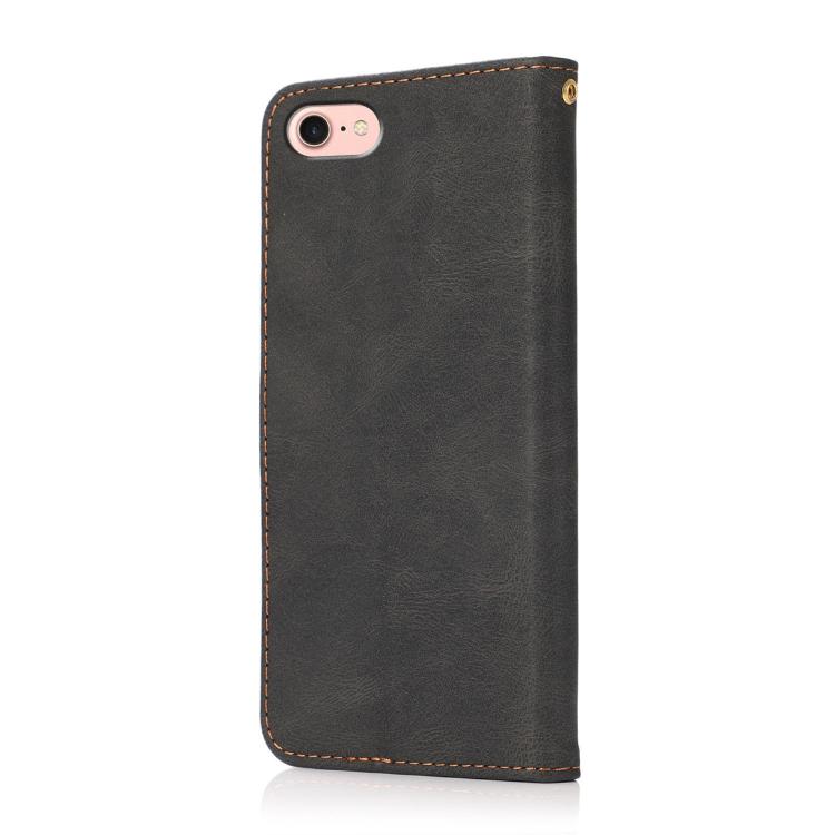For iPhone 16e Dual-color Stitching Leather Phone Case(Black Brown)