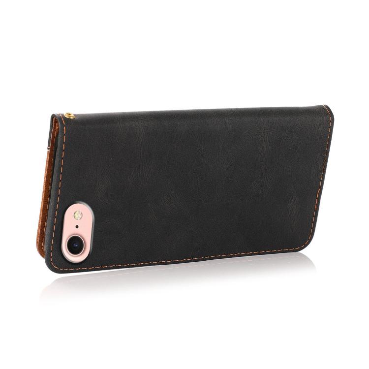 For iPhone 16e Dual-color Stitching Leather Phone Case(Black Brown)