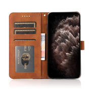 For iPhone 16e Dual-color Stitching Leather Phone Case(Black Brown)