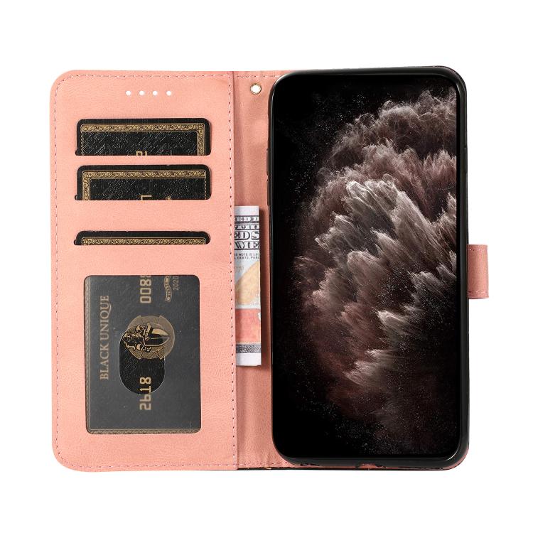 For iPhone 16e Dual-color Stitching Leather Phone Case(Black Rose Gold)