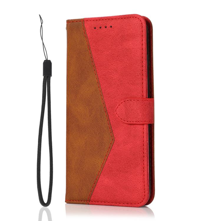 For iPhone 16e Dual-color Stitching Leather Phone Case(Brown Red)