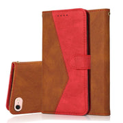 For iPhone 16e Dual-color Stitching Leather Phone Case(Brown Red)