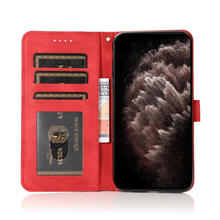 For iPhone 16e Dual-color Stitching Leather Phone Case(Brown Red)
