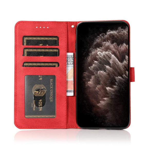 For iPhone 16e Dual-color Stitching Leather Phone Case(Brown Red)