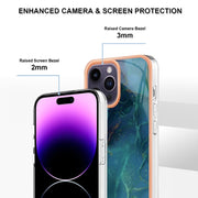 For iPhone 16 Pro Electroplating Marble Dual-side IMD Phone Case(Green 017)