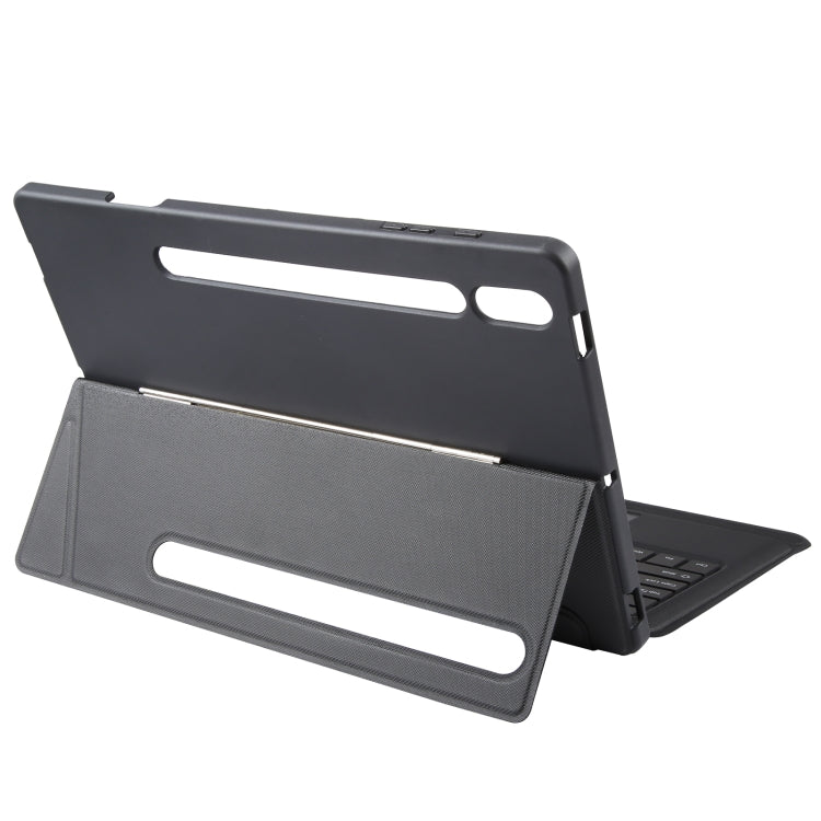 T970B-AS Pivot Backlight Upper Pen Tray Bluetooth Keyboard Leather Case For Samsung Galaxy Tab S7+/S7 FE/S8+(Black)