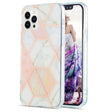 For iPhone 16 Pro Max Electroplating Splicing Marble Flower Pattern Dual-side IMD TPU Shockproof Phone Case(Pink White) - free shipping - PMC TechLife - Order now!