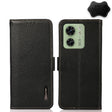 For Motorola Edge 40 KHAZNEH Side-Magnetic Litchi Genuine Leather RFID Phone Case(Black) - Motorola Cases by PMC TechLife | Online Shopping South Africa | PMC TechLife | Buy Now Pay Later Mobicred