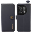 For OnePlus 12 KHAZNEH Custer Genuine Leather RFID Phone Case(Blue) - OnePlus Cases by PMC TechLife | Online Shopping South Africa | PMC TechLife | Buy Now Pay Later Mobicred