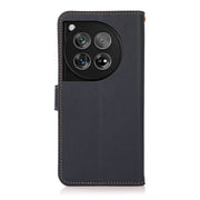For OnePlus 12 KHAZNEH Custer Genuine Leather RFID Phone Case(Blue)