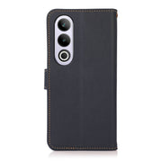 For OnePlus CE4 5G Global KHAZNEH Custer Genuine Leather RFID Phone Case(Blue)
