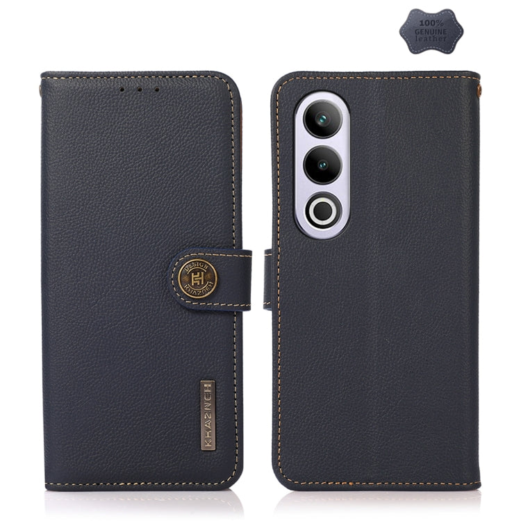 For OnePlus Ace 3V KHAZNEH Custer Genuine Leather RFID Phone Case(Blue)