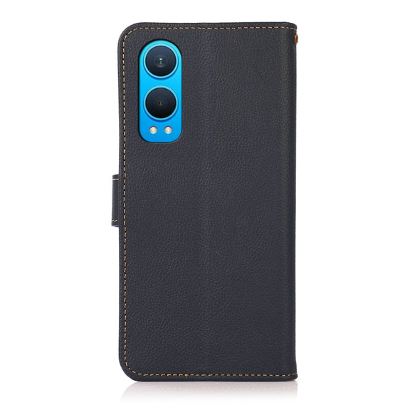 For OnePlus CE4 Lite KHAZNEH Custer Genuine Leather RFID Phone Case(Blue)