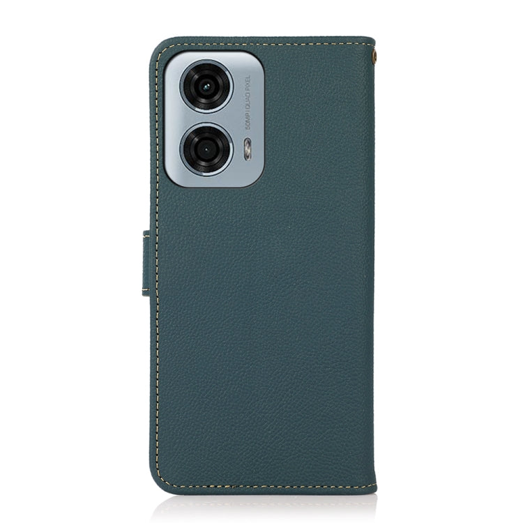 For Motorola Moto G24 KHAZNEH Custer Genuine Leather RFID Phone Case(Green)