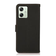 For Motorola Moto G64 5G KHAZNEH Custer Genuine Leather RFID Phone Case(Black)