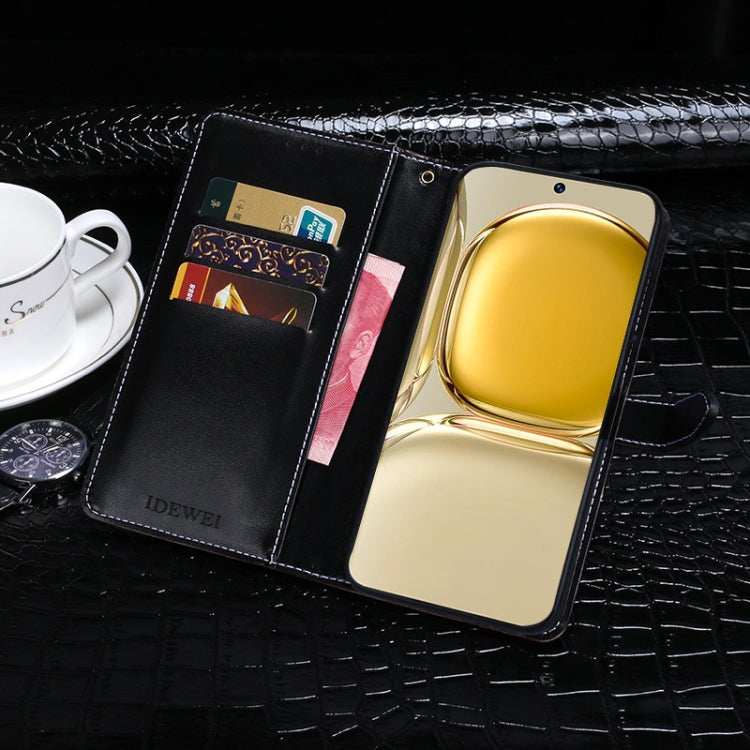 For vivo V30 idewei Crocodile Texture Leather Phone Case(Red)