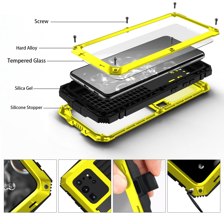 For Samsung Galaxy S20 Plus R-JUST Water-resistant Shockproof Dustproof Metal + Silicone Protective Case(Yellow)