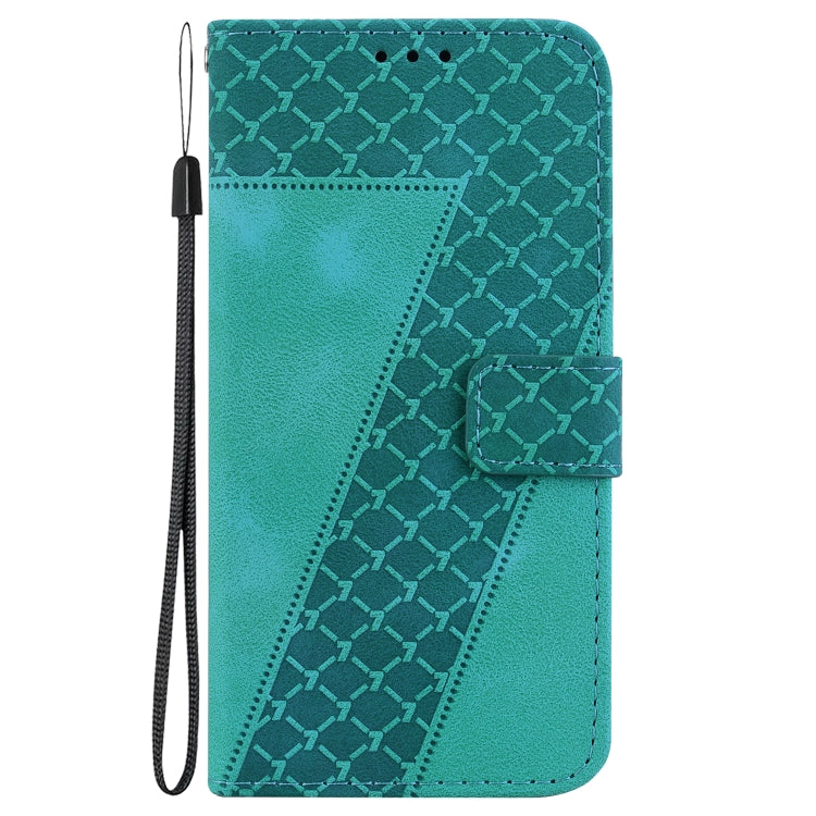 For iPhone 16e Seven-shaped Embossed Leather Phone Case(Green)