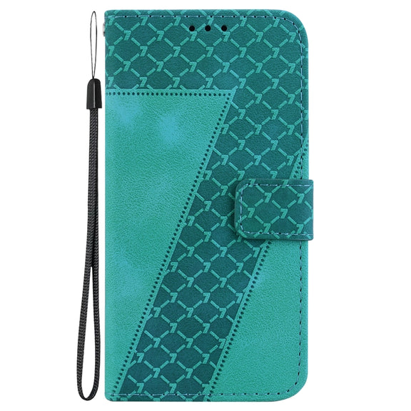 For iPhone 16e Seven-shaped Embossed Leather Phone Case(Green)