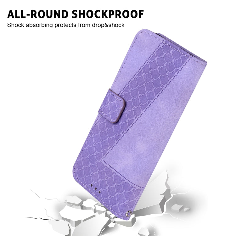 For iPhone 16e Seven-shaped Embossed Leather Phone Case(Purple)