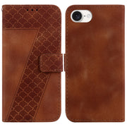 For iPhone 16e Seven-shaped Embossed Leather Phone Case(Brown)