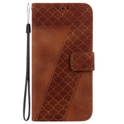 For iPhone 16e Seven-shaped Embossed Leather Phone Case(Brown)