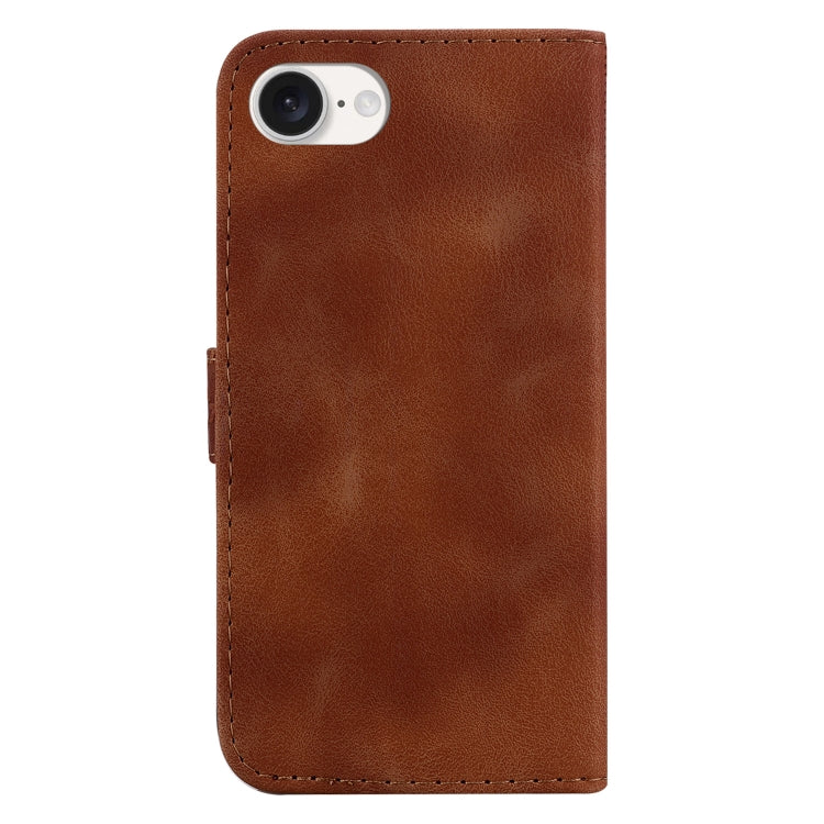 For iPhone 16e Seven-shaped Embossed Leather Phone Case(Brown)