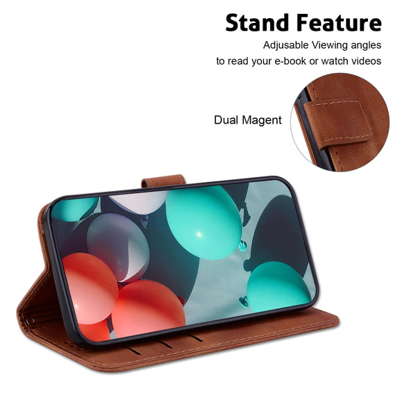 For iPhone 16e Seven-shaped Embossed Leather Phone Case(Brown)